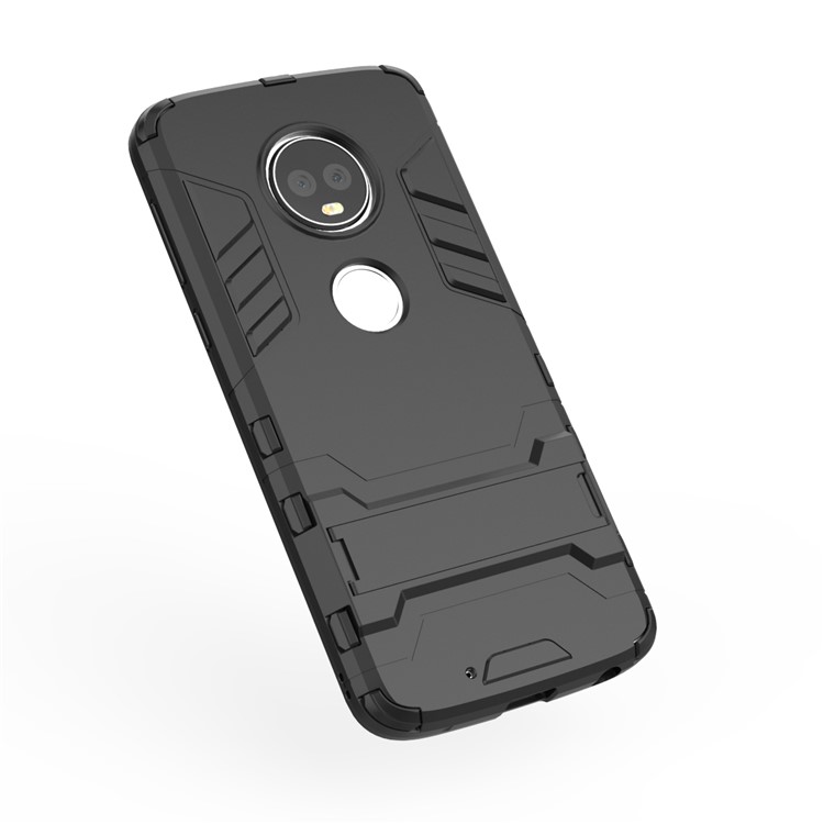 Plastic + TPU Hybrid Case with Kickstand for Motorola Moto G6 - Black-5