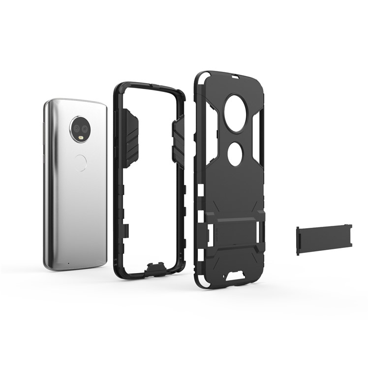 Plastic + TPU Hybrid Case with Kickstand for Motorola Moto G6 - Black-6