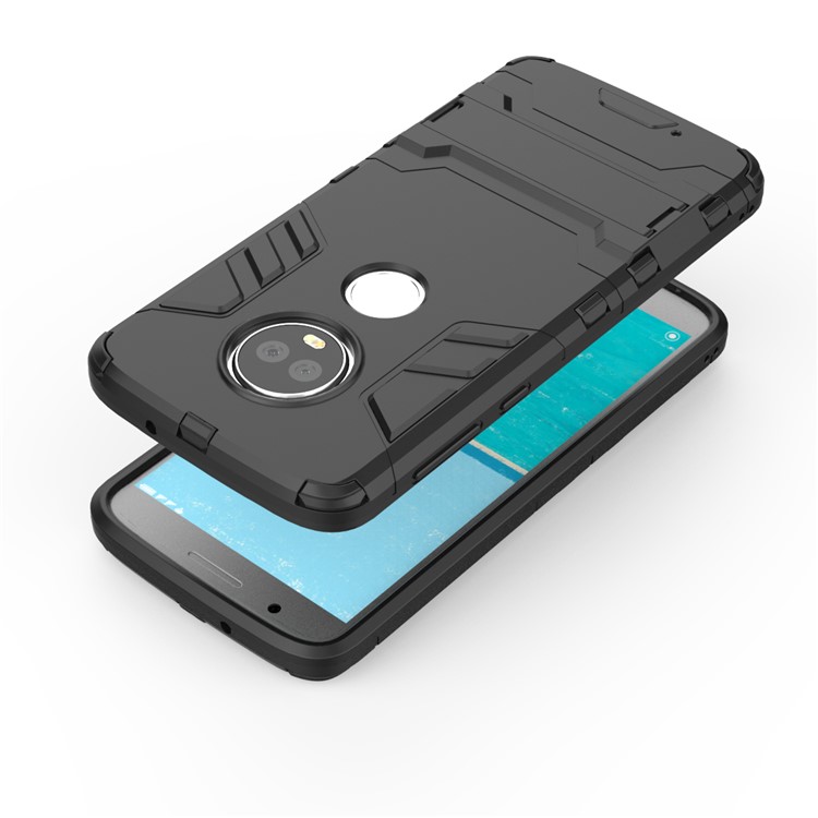 Plastic + TPU Hybrid Case with Kickstand for Motorola Moto G6 - Black-7