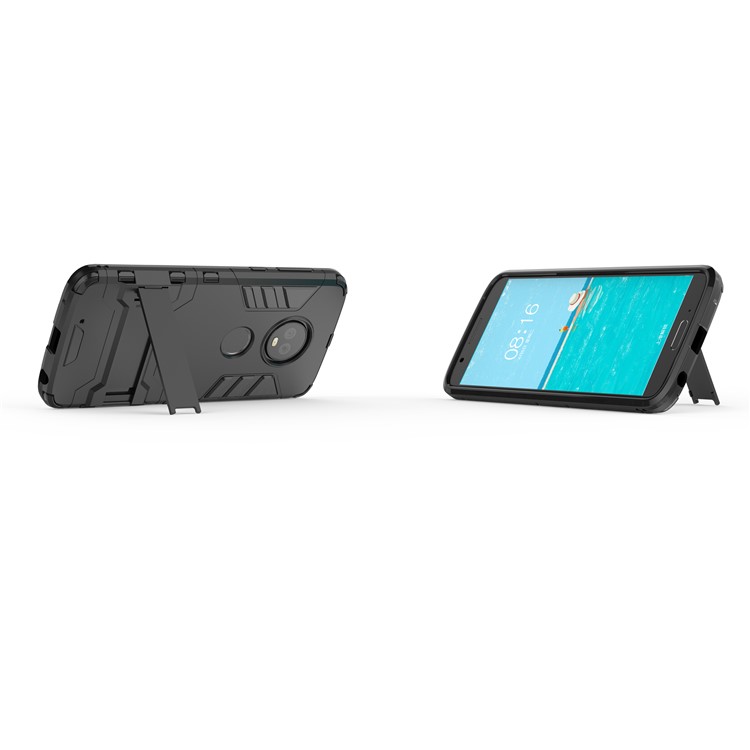Plastic + TPU Hybrid Case with Kickstand for Motorola Moto G6 - Black-8