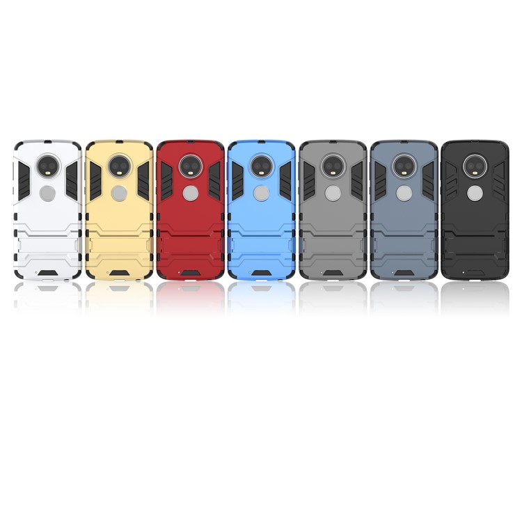 Plastic + TPU Hybrid Case with Kickstand for Motorola Moto G6 - Black-9
