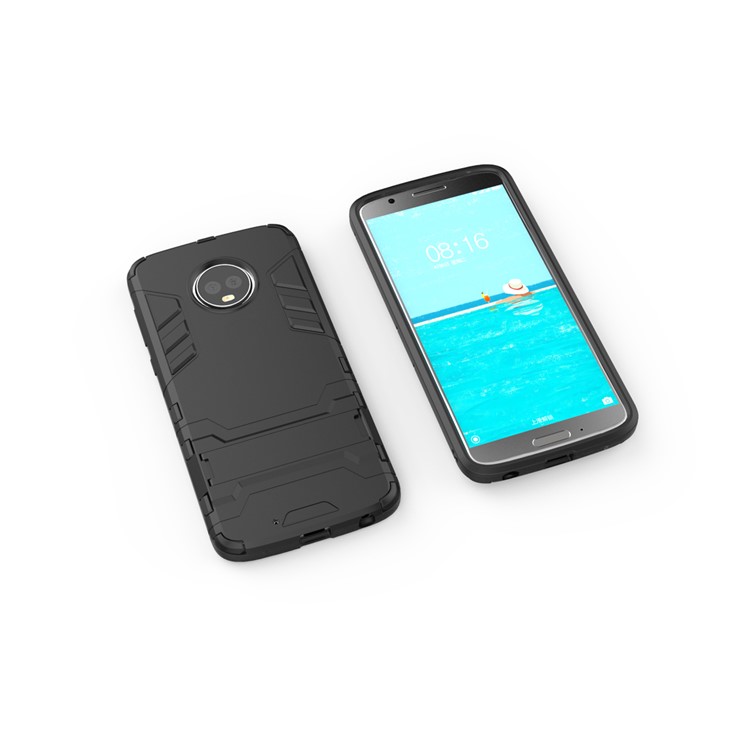Cool Plastic TPU Kickstand Combo Back Cover for Motorola Moto G6 Plus - Black-3