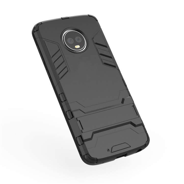 Cool Plastic TPU Kickstand Combo Back Cover for Motorola Moto G6 Plus - Black-6