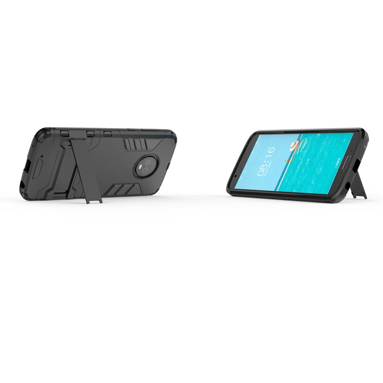 Cool Plastic TPU Kickstand Combo Back Cover for Motorola Moto G6 Plus - Black-8