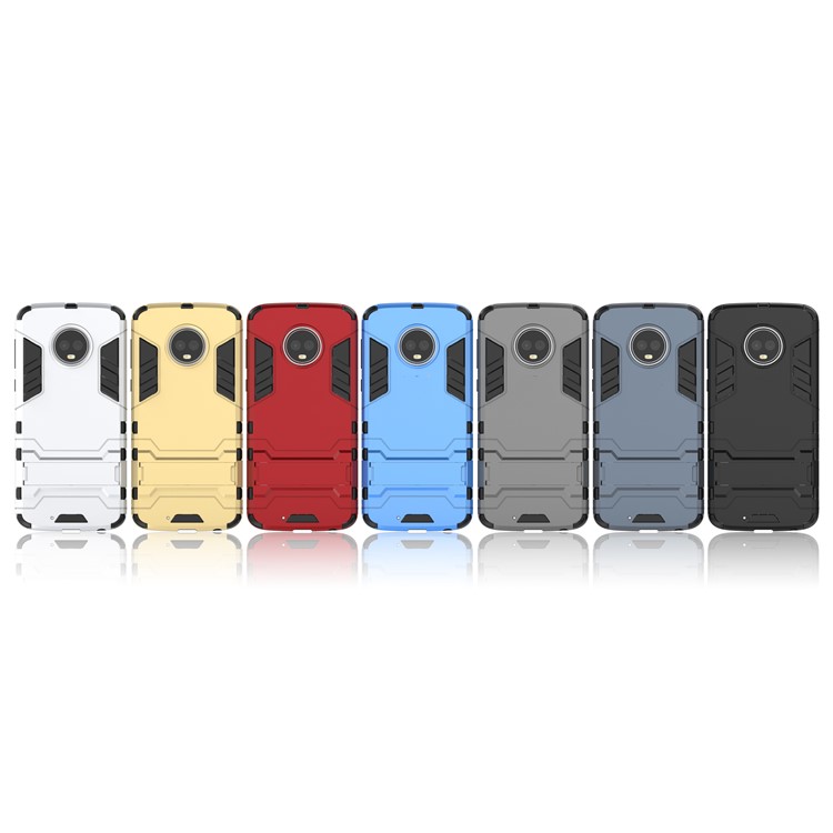 Cool Plastic TPU Kickstand Combo Back Cover for Motorola Moto G6 Plus - Black-9