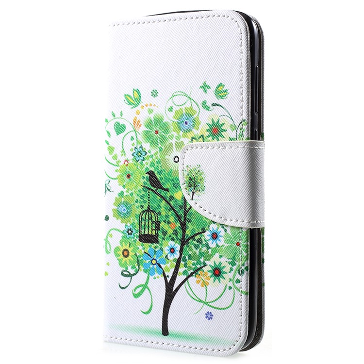 Cruz Textura Padronizada Carteira De Couro Shell Para Motorola Moto E5 Jogar - Árvore Verde-2