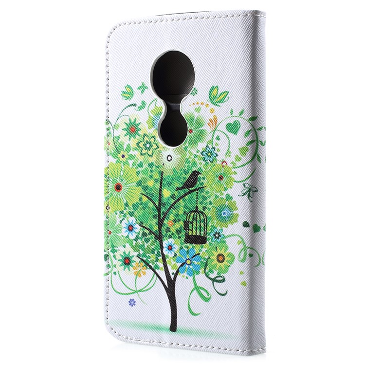 Cruz Textura Padronizada Carteira De Couro Shell Para Motorola Moto E5 Jogar - Árvore Verde-3