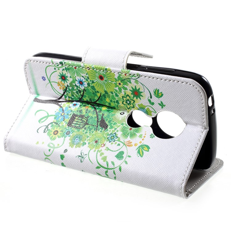 Cruz Textura Padronizada Carteira De Couro Shell Para Motorola Moto E5 Jogar - Árvore Verde-4