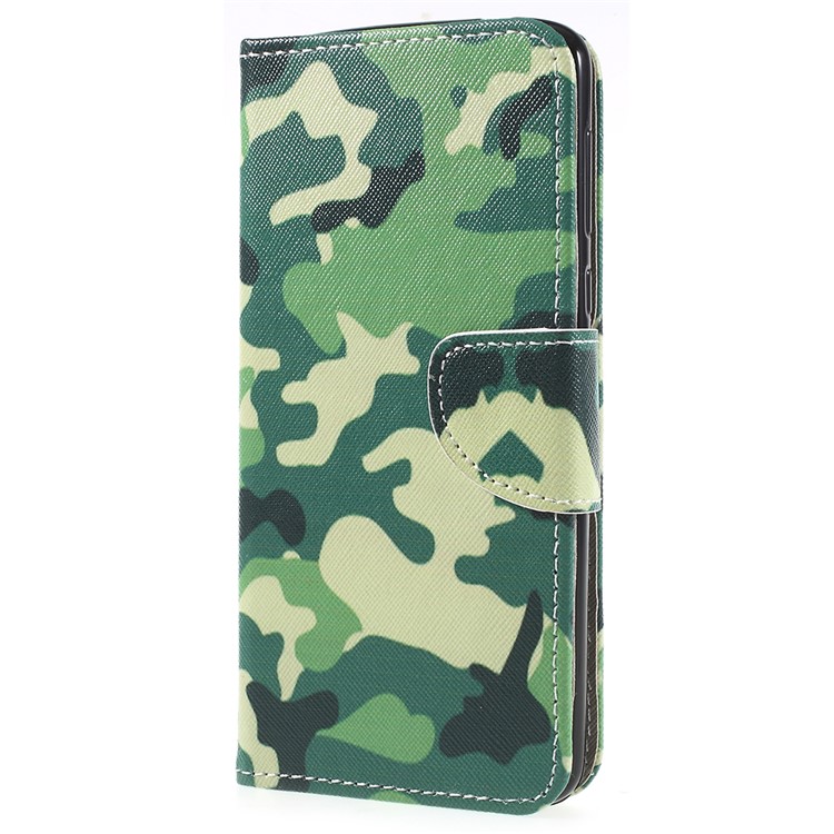 Cross Grain Patterned Wallet Leather Mobile Case for Motorola Moto E5 / G6 Play - Camouflage Cloth-2