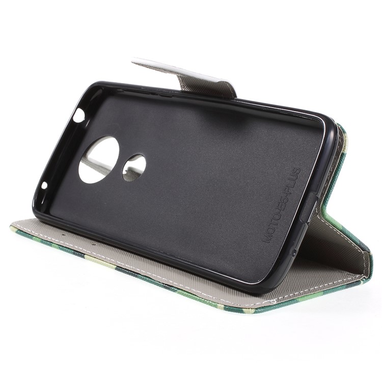 Cross Grain Patterned Wallet Leather Mobile Case for Motorola Moto E5 / G6 Play - Camouflage Cloth-4