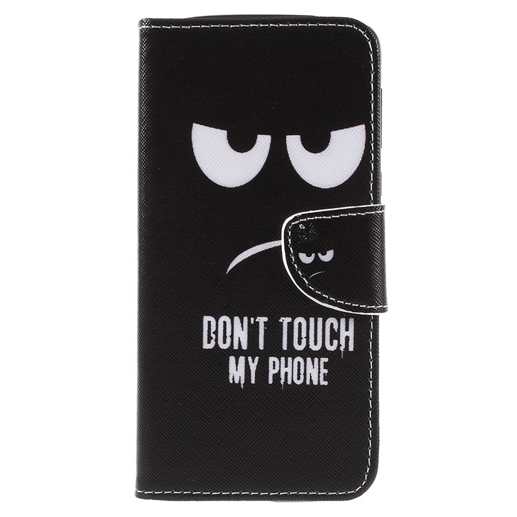 For Motorola Moto E5 / G6 Play Cross Texture Pattern Printing Leather Wallet Stand Folio Case - Do not Touch My Phone-1