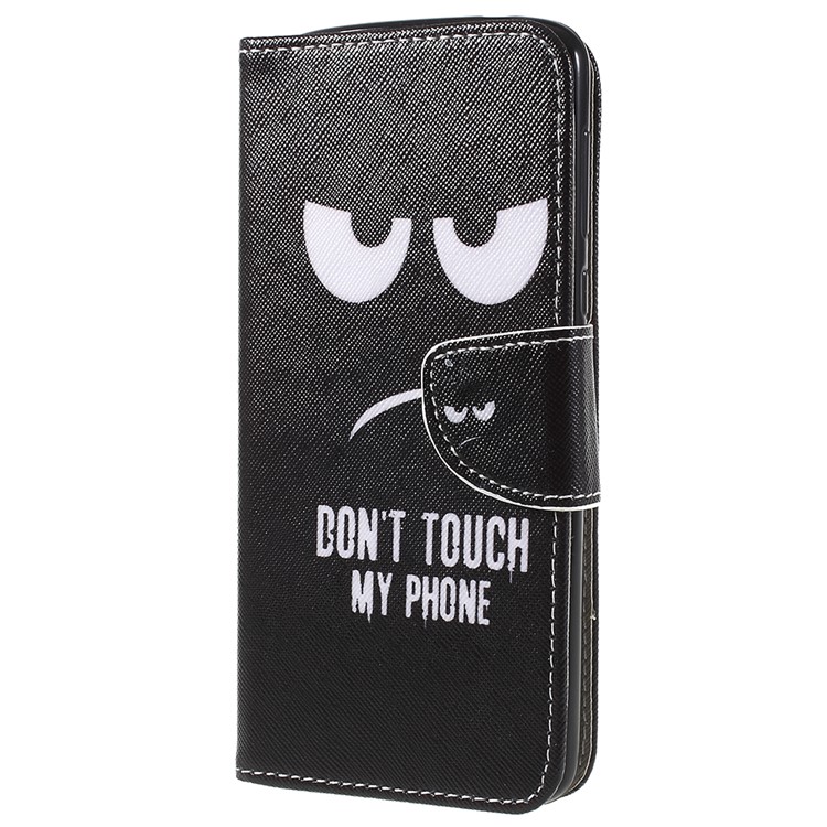 For Motorola Moto E5 / G6 Play Cross Texture Pattern Printing Leather Wallet Stand Folio Case - Do not Touch My Phone-2