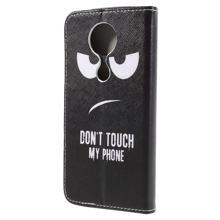 For Motorola Moto E5 / G6 Play Cross Texture Pattern Printing Leather Wallet Stand Folio Case - Do not Touch My Phone-3