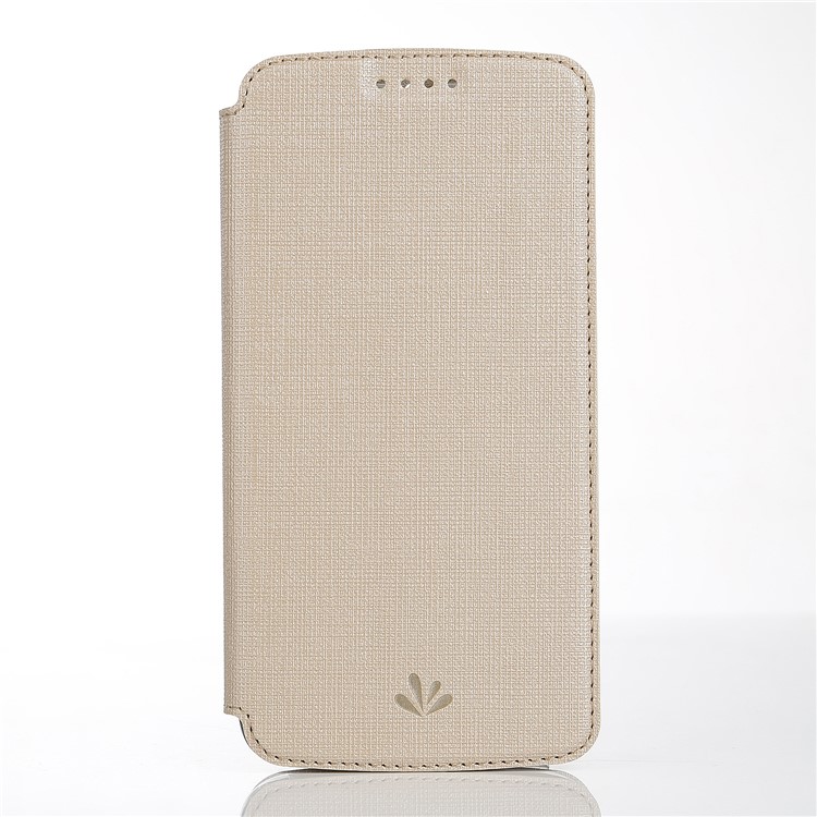 VILI DMX Cross Texture Card Holder Leather Stand Casing for Motorola Moto G6 Plus - Gold-3
