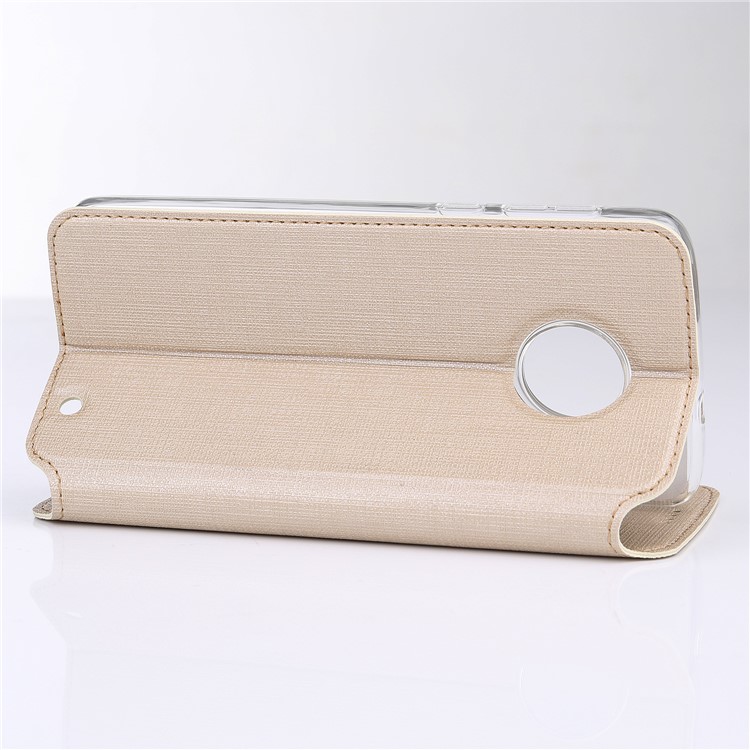VILI DMX Cross Texture Card Holder Leather Stand Casing for Motorola Moto G6 Plus - Gold-7