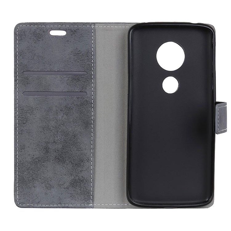 Vintage Style Flip Leather Wallet Stand Case for Motorola Moto E5 / G6 Play - Grey-6