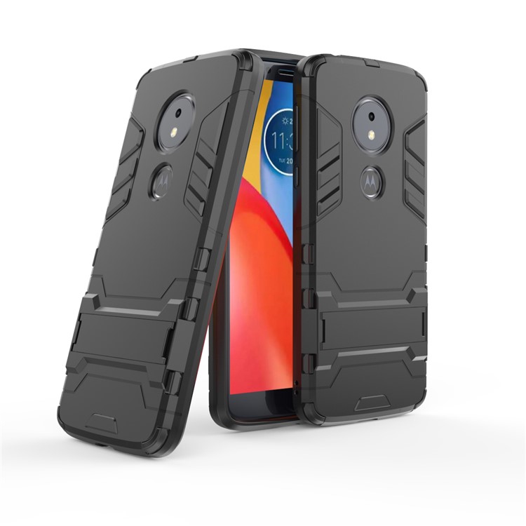 Plastic + TPU Hybrid Case with Kickstand for Motorola Moto E5 / G6 Play - Black-1
