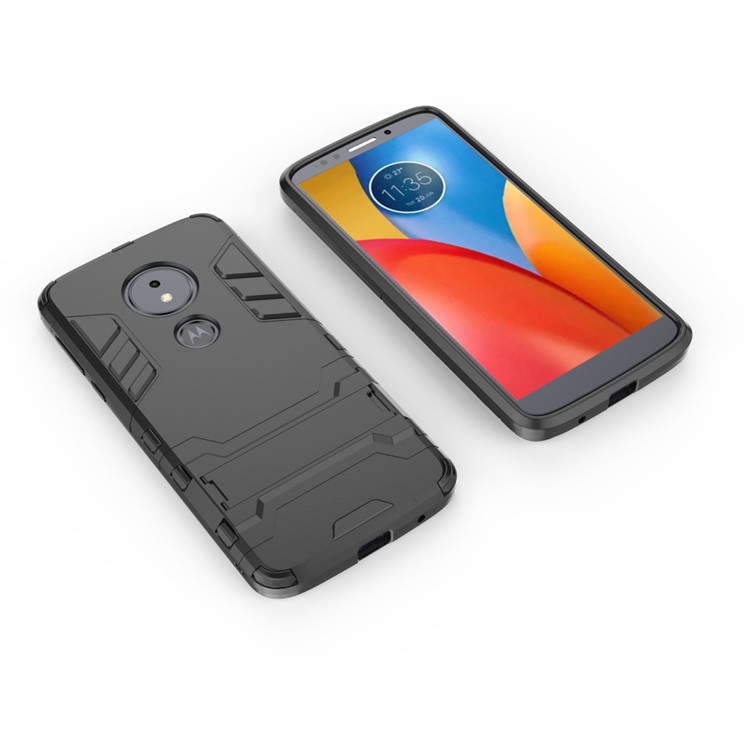 Plastic + TPU Hybrid Case with Kickstand for Motorola Moto E5 / G6 Play - Black-4