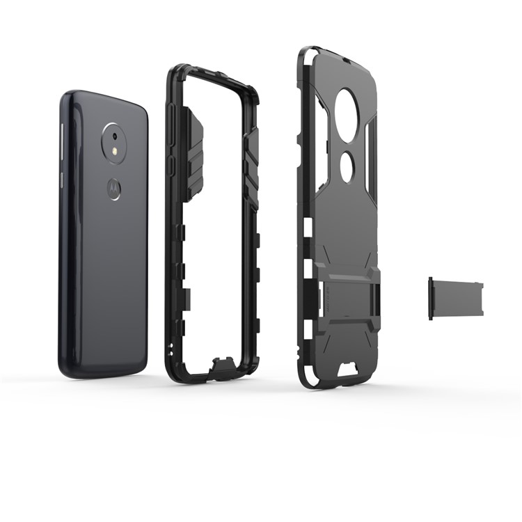 Plastic + TPU Hybrid Case with Kickstand for Motorola Moto E5 / G6 Play - Black-6