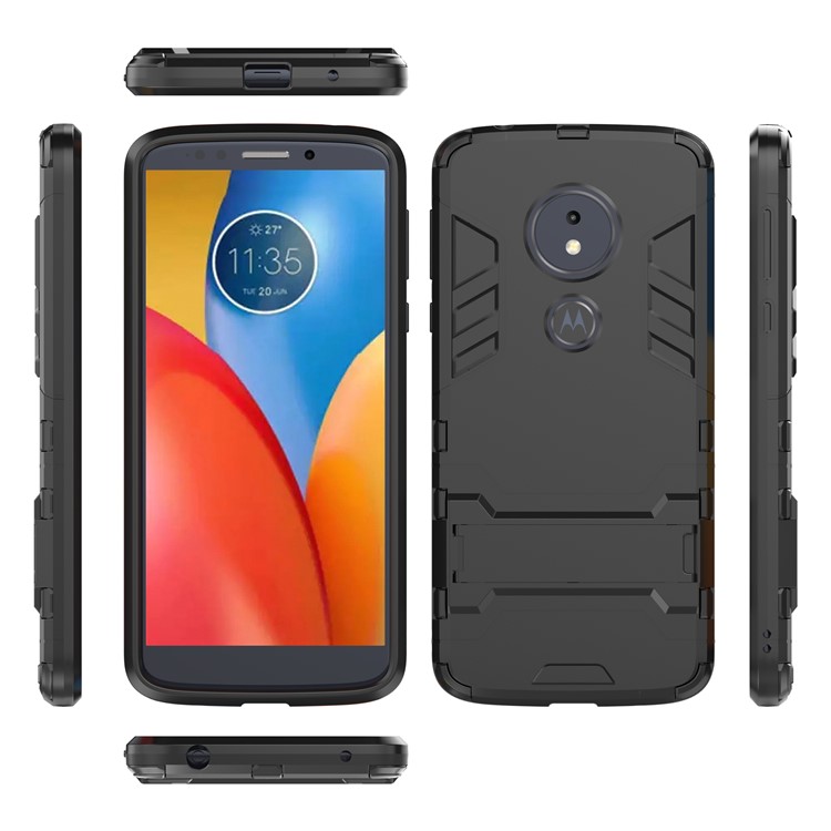 Plastic + TPU Hybrid Case with Kickstand for Motorola Moto E5 / G6 Play - Black-7