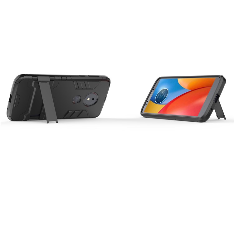 Plastic + TPU Hybrid Case with Kickstand for Motorola Moto E5 / G6 Play - Black-8