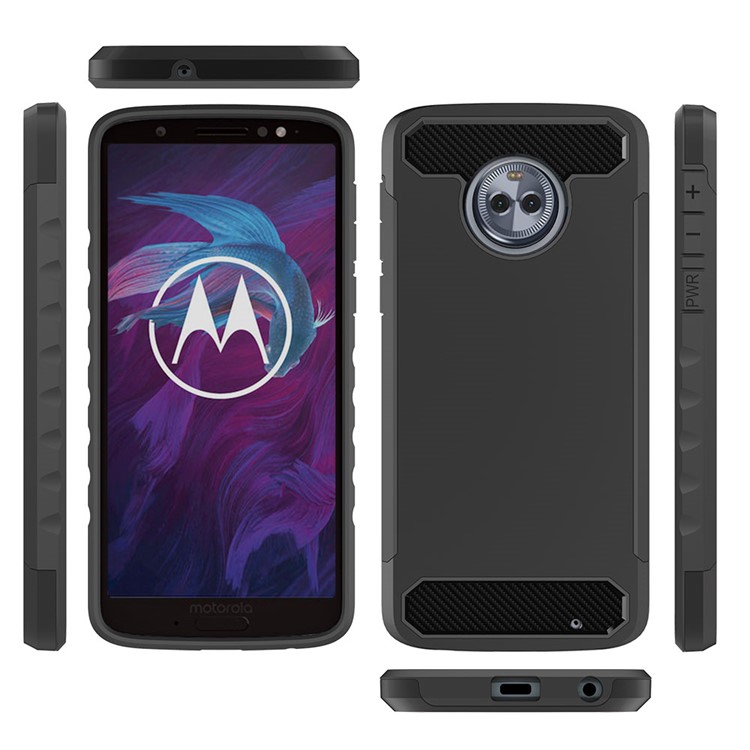 Carbon Fiber Texture TPU + PC Hybrid Case for Motorola Moto G6 Plus - Black-2