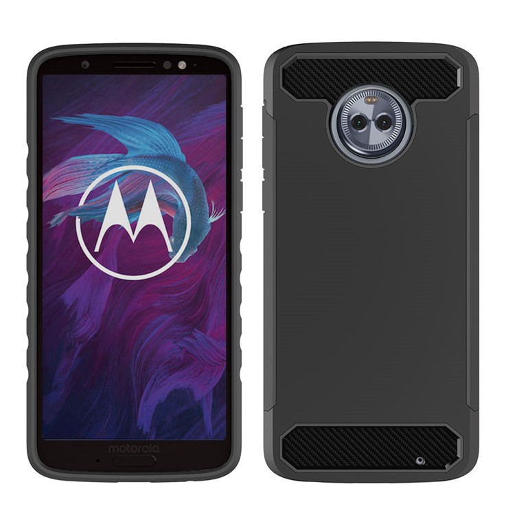 Carbon Fiber Texture TPU + PC Hybrid Case for Motorola Moto G6 Plus - Black-3