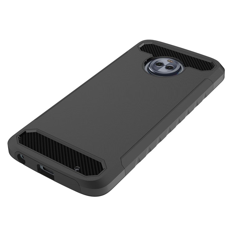 Carbon Fiber Texture TPU + PC Hybrid Case for Motorola Moto G6 Plus - Black-4