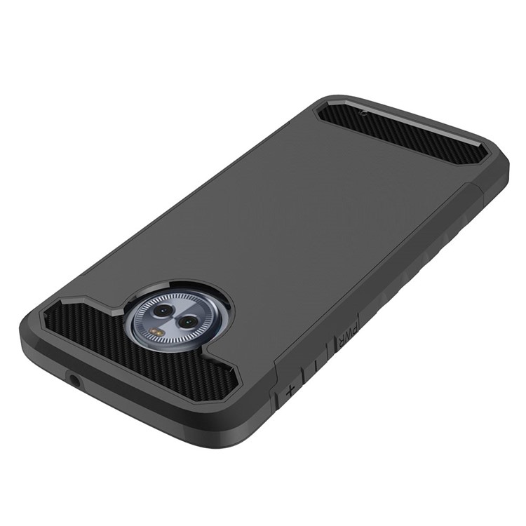 Carbon Fiber Texture TPU + PC Hybrid Case for Motorola Moto G6 Plus - Black-5