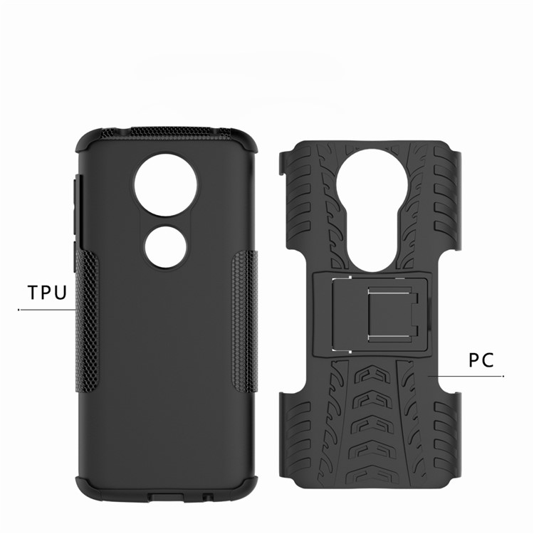 Anti-slip PC + TPU Hybrid Case with Kickstand for Motorola Moto E5 Plus - Black-10