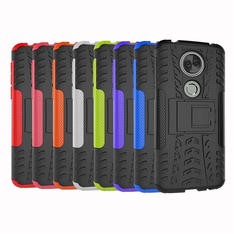 Anti-slip PC + TPU Hybrid Case with Kickstand for Motorola Moto E5 Plus - Black-11