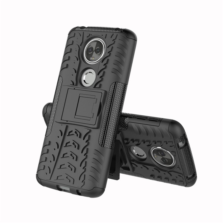 Anti-slip PC + TPU Hybrid Case with Kickstand for Motorola Moto E5 Plus - Black-2