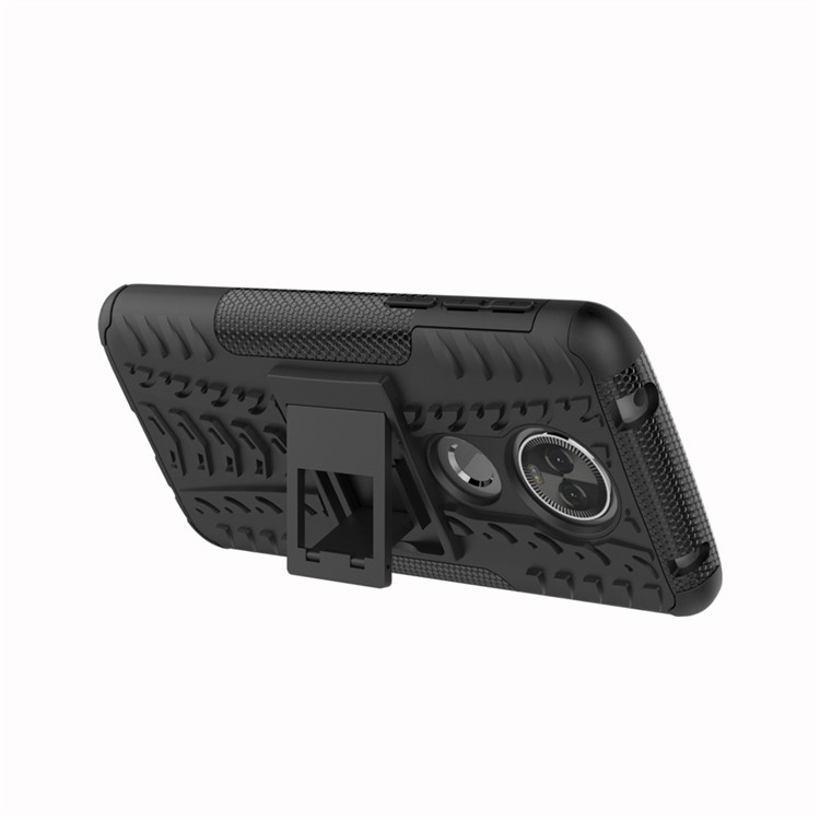 Anti-slip PC + TPU Hybrid Case with Kickstand for Motorola Moto E5 Plus - Black-6