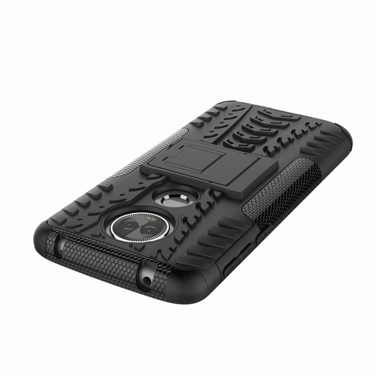 Anti-slip PC + TPU Hybrid Case with Kickstand for Motorola Moto E5 Plus - Black-7