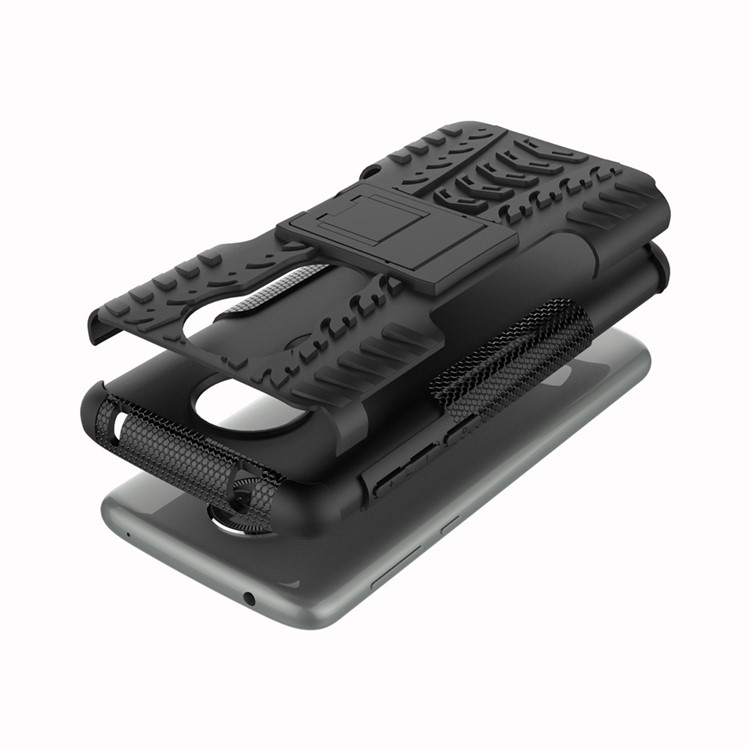 Anti-slip PC + TPU Hybrid Case with Kickstand for Motorola Moto E5 Plus - Black-8