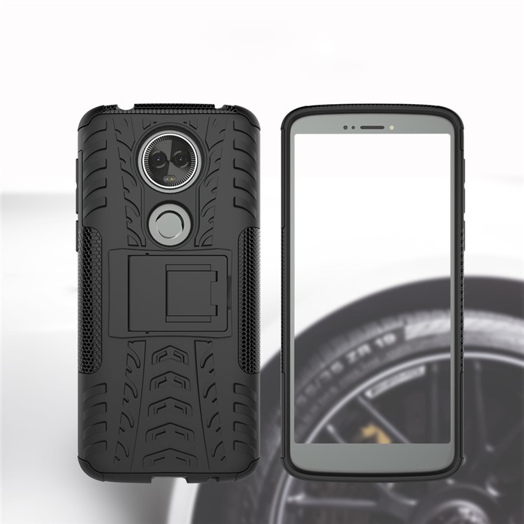 Anti-slip PC + TPU Hybrid Case with Kickstand for Motorola Moto E5 Plus - Black-9