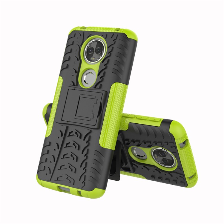 Caso de Proteção Híbrida PC + TPU Anti-deslizamento Com Kickstand Para Motorola Moto E5 Plus - Verde-2