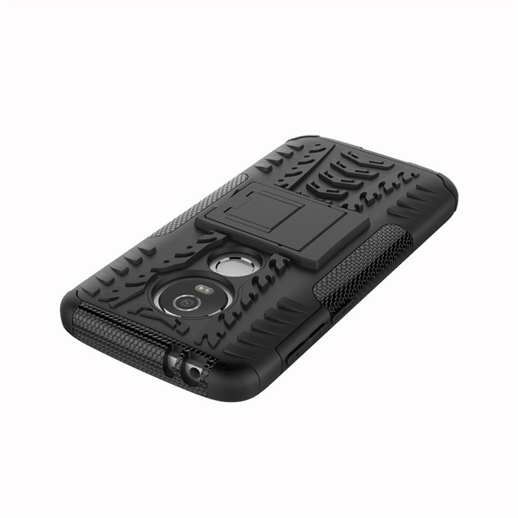 Anti-slip PC + TPU Hybrid Case with Kickstand for Motorola Moto E5 Play (US Version) - Black-4