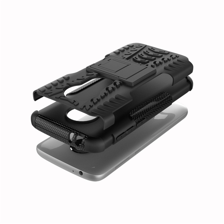 Anti-slip PC + TPU Hybrid Case with Kickstand for Motorola Moto E5 Play (US Version) - Black-8