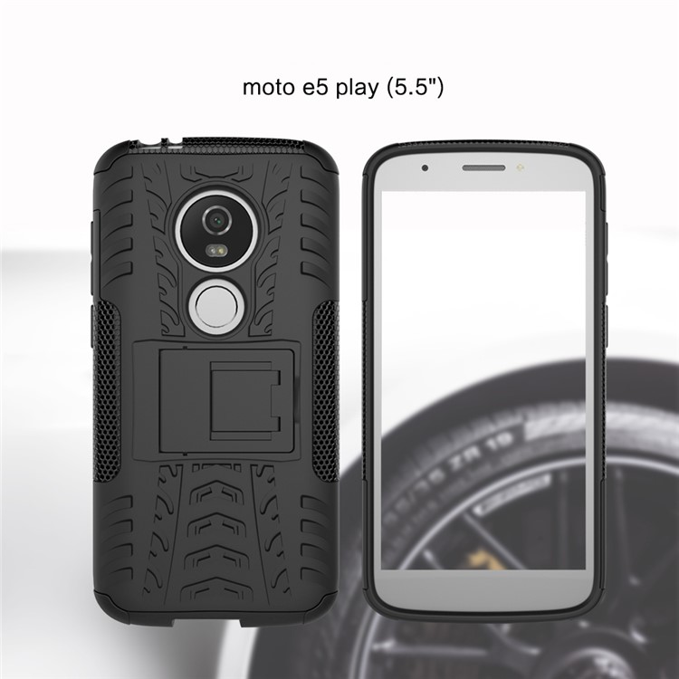Anti-slip PC + TPU Hybrid Case with Kickstand for Motorola Moto E5 Play (US Version) - Black-9