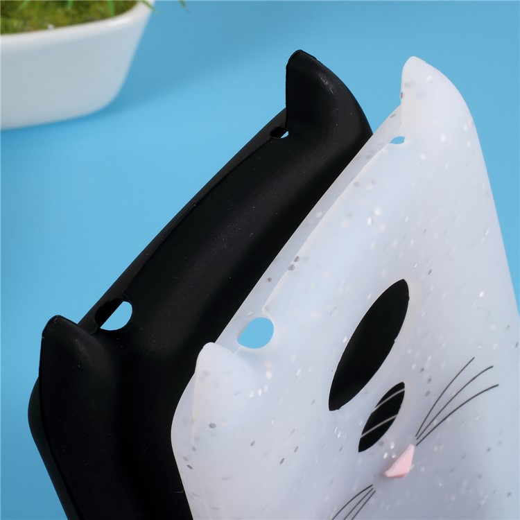 3D Mustache Cat Silicone Case for Motorola Moto E5 / G6 Play - White-7