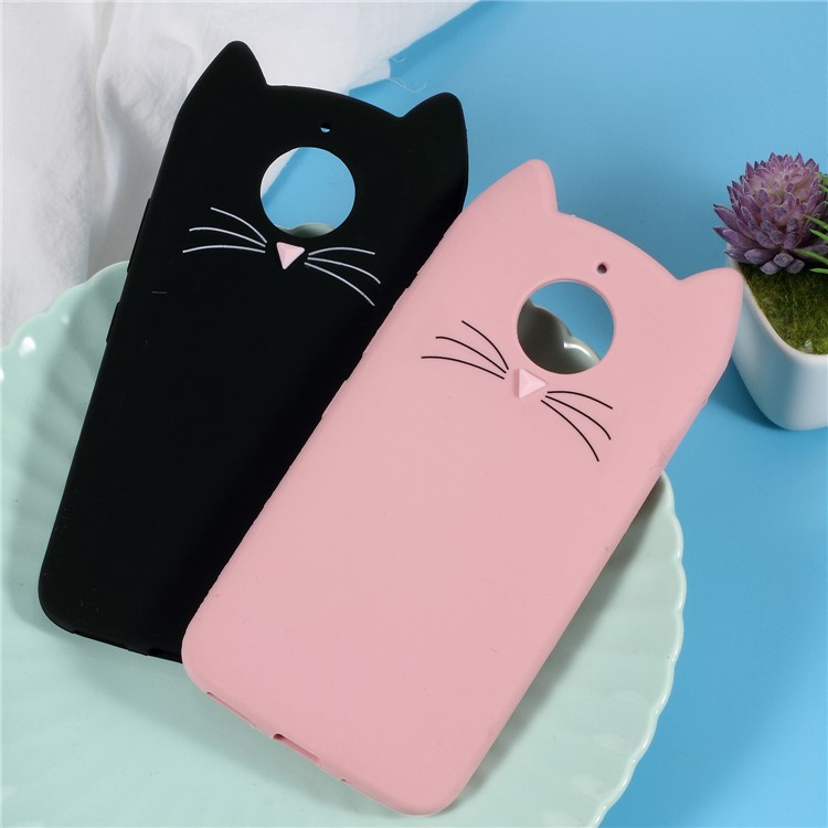 3D Mustache Cat Silicone Shell Case for Motorola Moto G5S Plus - Pink-4