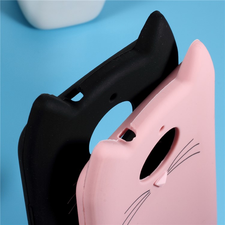 3D Mustache Cat Silicone Shell Case for Motorola Moto G5S Plus - Pink-5
