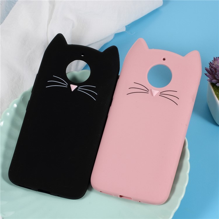 3D Mustache Cat Silicone Shell Case for Motorola Moto G5S Plus - Pink-6