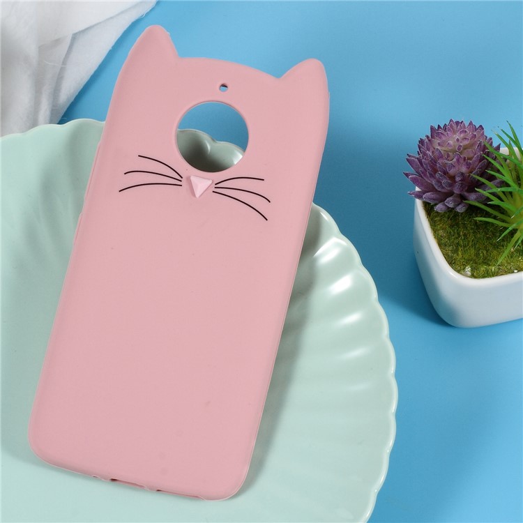3D Mustache Cat Silicone Case for Motorola Moto G5S - Pink-1