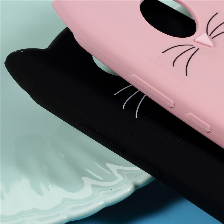3D Mustache Cat Silicone Case for Motorola Moto G5S - Pink-3