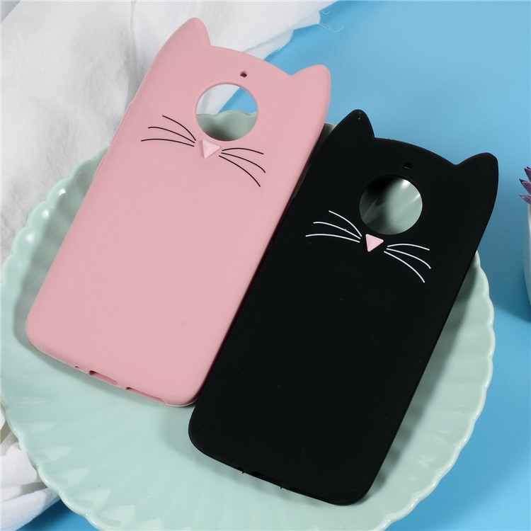 3D Mustache Cat Silicone Case for Motorola Moto G5S - Pink-6