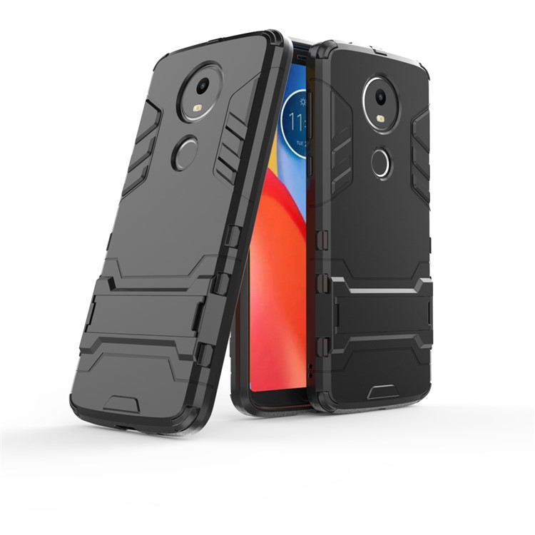 Cool Guard Plastic TPU Hybrid Cover with Kickstand for Motorola Moto E5 Plus - Black-1