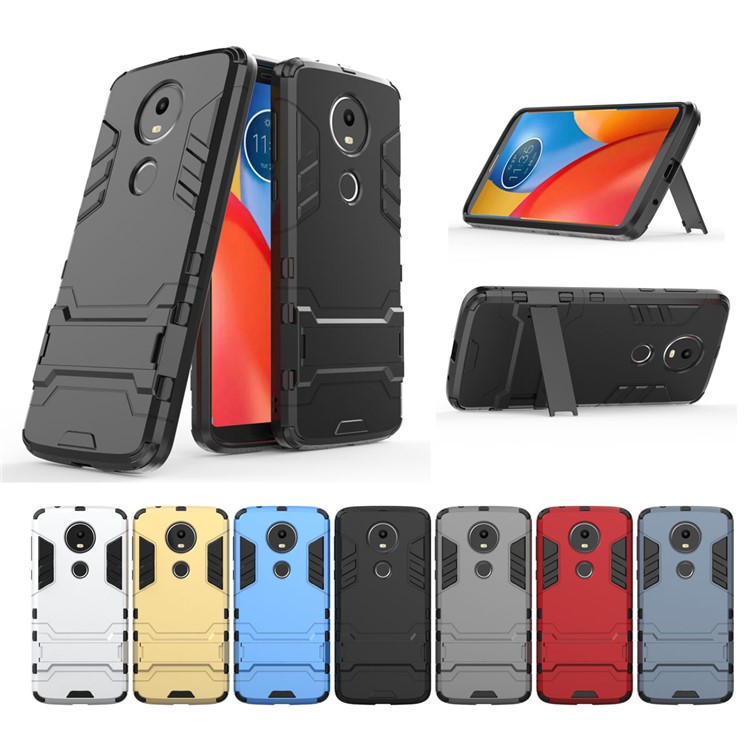 Cool Guard Plastic TPU Hybrid Cover with Kickstand for Motorola Moto E5 Plus - Black-10