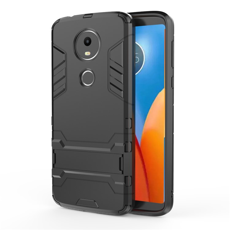 Cool Guard Plastic TPU Hybrid Cover with Kickstand for Motorola Moto E5 Plus - Black-2